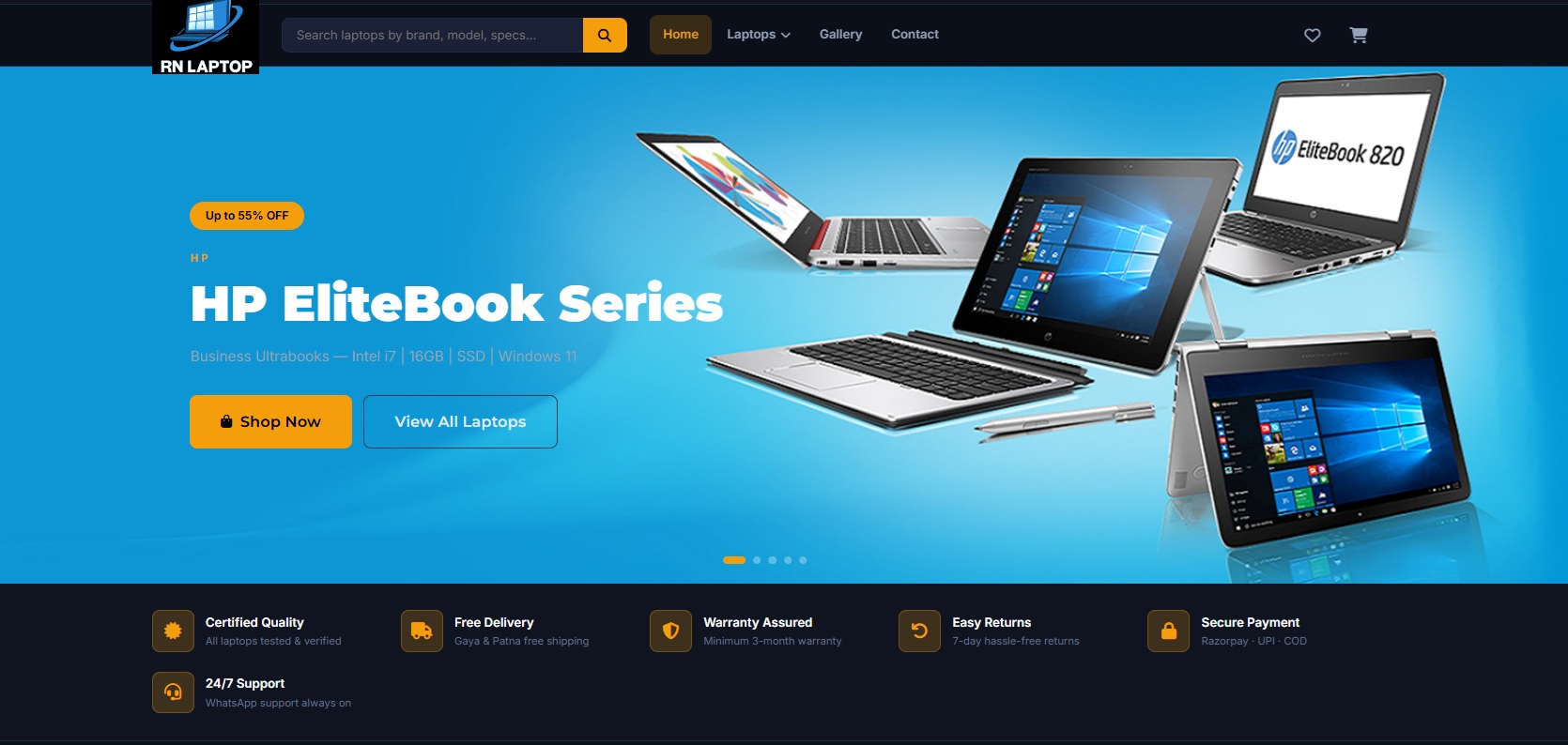 Used Laptop Showroom Website
