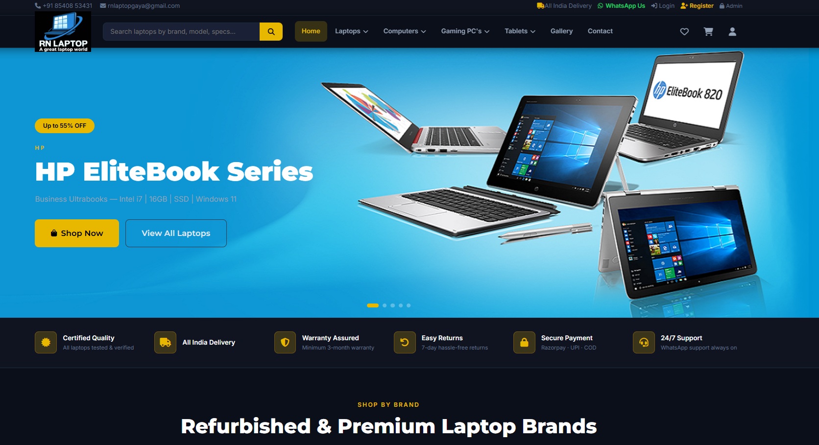 Used Laptop Showroom Website